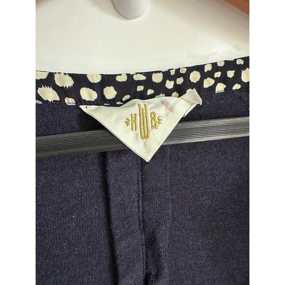 Womens Cardigans Size Large Monogram HWR Navy Nautical Ruffle Anthropologie - Picture 6 of 9